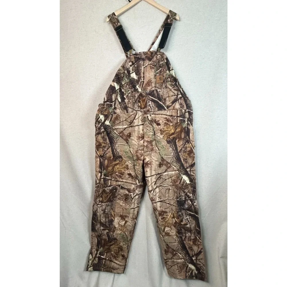 Carhartt Adult Dungarees RealTree Camo Overall Bibbs 50 x 32 Lined Double‎ Knee